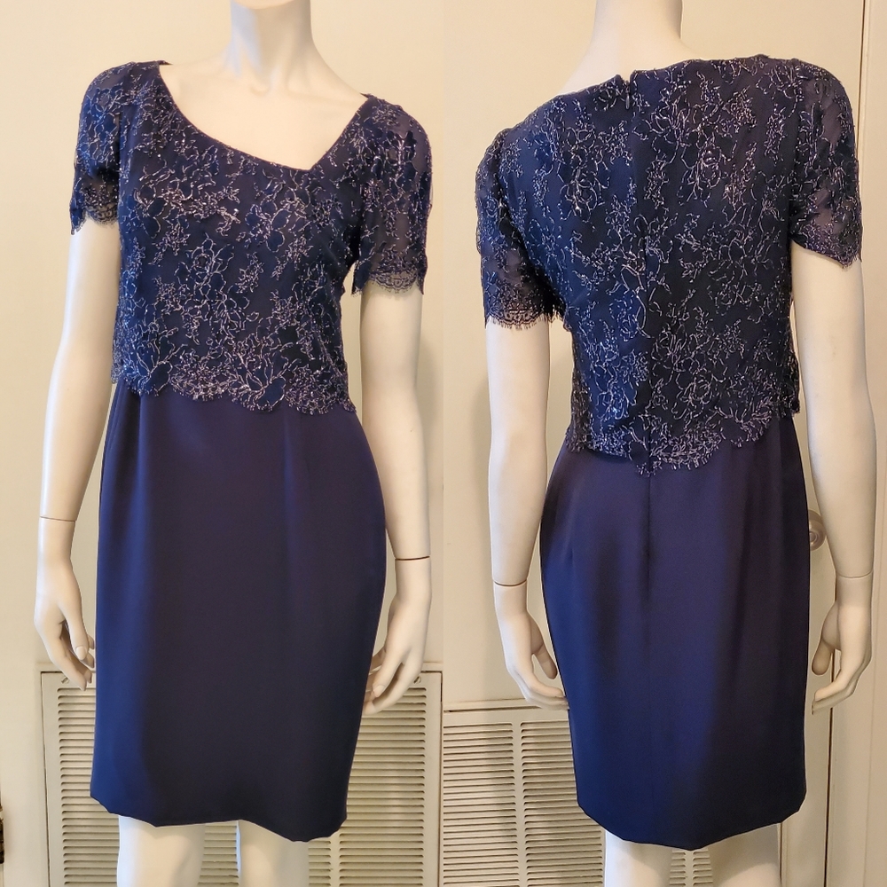 Vintage Travilla Navy Cocktail Dress